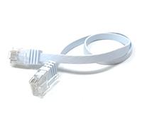 DRUT 30cm short FLAT CAT6 RJ45 Ethernet LAN Patch Cable, Low Profile GIGABIT Full Copper 32AWG Lead Allows Up to 1000Mbps Speed 1ft White