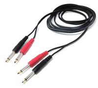 DRUT 3m 2x 6.35mm (1/4") Mono Jack to 2x 6.35mm Mono TS Jack Audio Cable - Twin Signal Patch Lead for Mixers, Controllers, DJ & Audio Equipment, Gold Ends 10ft