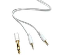DRUT 3m 3.5mm to 3.5mm Male Jack Audio Stereo AUX Cable With 6.35mm 1/4 inch Adapter Converter Gold Plated Connectors Lead White, 10ft