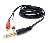 DRUT 3m 6.35mm Mono Jack Plug to 2 x RCA Phono Plugs Screened Audio Cable Adapter Gold Contacts OFC 10ft