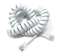 DRUT 3m Coiled RJ10 RJ9 RJ22 4P4C 4 PIN Telephone Handset Curly Lead Cable 10ft White