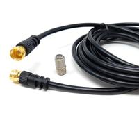 DRUT 3m F-Type Connector TV RG6 Cable With (F-Type Female Coupler) Compatible With STB, Dish TV, Satellite, Antenna Coax Cable Lead (Black) 10ft