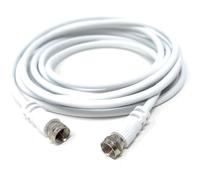 DRUT 3m F-Type Male to Male Coax Coaxial Cable, Extension 75ohm Cord Wire Compatible with Satellite Dish, TV Antenna, Freeview TV, DVD, VCR, SKY HD, Virgin, BT White 10ft