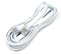 DRUT 3m Flat RJ12 to RJ12 6P6C Cable, White | Plug to Plug RJ11, 6 pin Wire Lead, 10ft