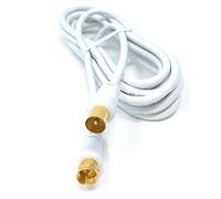 DRUT 3m RF TV Aerial Male to F Type Connector Male Plug Coaxial Coax Cable, Lead, 75 Ohm, 3C-2V 10ft White Gold Connectors