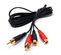 DRUT 3m Twin 2 x RCA to RCA Phono Audio Extension Lead Male to Female Cable 10ft Black Gold Connectors