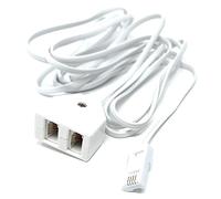 DRUT 3m Twin BT Extension Lead, One BT Jack to Two Sockets, Double Telephone Splitter Cable 10ft