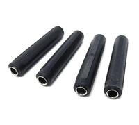 DRUT 4pcs 6.35mm Mono To 6.35mm Mono Jack Socket Coupler Joiner Cable Adapter, Gender Changer (Black)