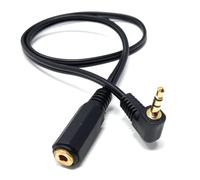 DRUT 50cm 3.5mm Right Angle Stereo Jack to Socket Headphone, Audio Devices | AUX 1/8'' Extension Cable Lead (Black, 1.6ft)