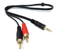 DRUT 50cm 3.5mm to 2 RCA Stereo AUX Phono Audio Cable Black | Clear Left and Right Channel Sound Transfer