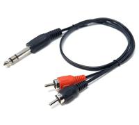 DRUT 50cm 6.35mm Stereo Jack to 2 x RCA Phono Plugs Stereo Cable, TRS to RCA Audio, 1/4'' Jack to 2 RCA Male Y Splitter Lead (0.5m)