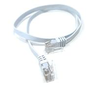 DRUT 50cm short FLAT CAT6 RJ45 Ethernet LAN Patch Cable, Low Profile GIGABIT Full Copper 32AWG, Lead Allows Up to 1000Mbps Speed 1,6ft White