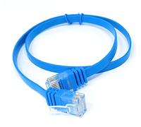 DRUT 50cm short FLAT CAT6 RJ45 Ethernet LAN Patch Cable, Low Profile GIGABIT Full Copper 32AWG, Lead Allows Up to 1000Mbps Speed 1.6ft Blue