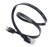 DRUT 50cm short FLAT CAT6 RJ45 Ethernet LAN Patch Cable, Low Profile GIGABIT Full Copper 32AWG, Lead Allows Up to 1000Mbps Speed 1.6ft Black