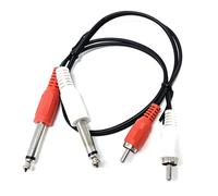DRUT 50cm short Twin 6.35mm MONO Jack Plugs to 2 x RCA Phono Plugs OFC Audio Cable Male to Male Lead 1.6ft
