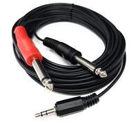 DRUT 5m 3.5mm Male to 2 x 6.35mm Male Y Cable Audio Stereo Splitter Adapter Extension Cable for Mixer, Headphone, Guitar, Bass, Amplifier, Speaker