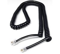 DRUT 5m Coiled RJ10 RJ9 RJ22 4P4C 4 PIN Telephone Handset Curly Lead Cable 16.5ft Black