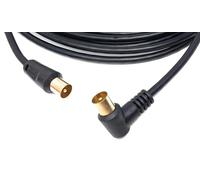 DRUT 5m TV Male to Male Plug Coaxial Cable RG6 Aerial Digital Antenna RF Fly Lead Cable (Right Angle, Black Gold, 16.5ft)