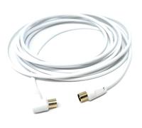 DRUT 5m TV Male to Male Plug Coaxial Cable RG6 Aerial Digital Antenna RF Fly Lead Cable Right Angle, White Gold 16.5ft