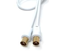 DRUT 5m TV Male to Male Plug Coaxial Cable RG6 Aerial Digital Antenna RF Fly Lead Cable (Straight Ends, White Gold, 16.5ft)