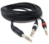 DRUT 6m 6.35mm Stereo Jack to Twin 6.35mm Mono Jacks Male to Male TRS Cable Nickel Connectors 20ft