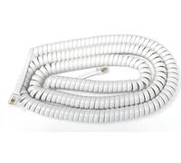 DRUT 6m Coiled RJ10 RJ9 RJ22 4P4C 4 PIN Telephone Handset Curly Lead Cable 20ft White