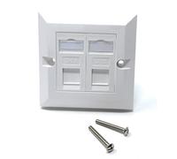 DRUT Cat6 RJ45 FacePlate Wall Socket Box for Ethernet LAN Networking Face Plate, Compatible with Cat5e, Cat6, Cat7, Cat8, Cat9 Cable, With Keystone Jack (Double Port, White)