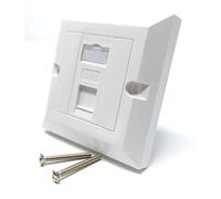 DRUT Cat6 RJ45 FacePlate Wall Socket Box for Ethernet LAN Networking Face Plate, Compatible with Cat5e, Cat6, Cat7, Cat8, Cat9 Cable, With Keystone Jack (Single Port, White)