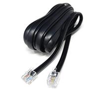 DRUT Flat RJ12 to RJ12 6P6C Cable, 3m, 10ft, Black | Lead Plug to Plug RJ11 with 6 pin Wire