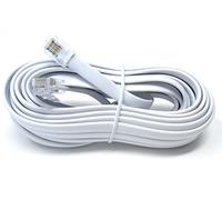 DRUT Flat RJ12 to RJ12 6P6C Cable Lead Plug to Plug, 5m, 16.5ft, White | RJ11 with 6 pin Wire