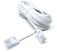 DRUT Male to Male Plug Telephone Flat Cable Lead, 431A 4 Wire, 10m White