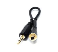 DRUT Panel Mount 3.5mm Male to Female Extension Cable Adapter - 1/8" TRS Stereo Connector with Locking Nut for Headphones, Microphones, Speakers, DJ & DIY Audio Projects (0.15m)