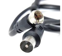 DRUT RF TV Aerial Male to F Type Connector, 3m, 75 Ohm, Black | Male Plug, Coaxial Coax Cable Lead, 3C 2V, 10ft, Nickel Conectors