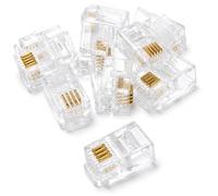 DRUT RJ10 4P4C Modular Crimps, 4P4C Plug Ends Cable Connectors, 10 Pieces, for Telephone Handset Cables, Leads 4-Pin Adapters
