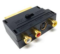 DRUT Scart to 3 RCA Composite Phono & SVHS S Video Adaptor with In Out Switch Converter Cable Lead Adapter
