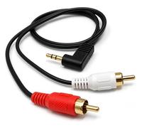 DRUT Stereo Audio Cable, 50cm, 3.5mm to RCA Jack, Right Angled | Neat Fit Behind TVs and Audio Equipment