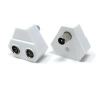 DRUT TV RF Aerial Antenna Coax Splitter, 1 Male to 2 Way Female Sockets Adapter Connector Joiner