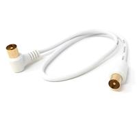 DRUT TV RG6 Coaxial Cable Male to Male Plug, White Gold, 40cm 1.3ft | Aerial Digital Antenna, RF Fly Lead Cable, Right Angle