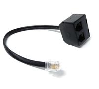 DRUT Twin RJ10 Sockets Headset Adapter 4P4C 2 Handsets to 1 Receiver, Allowing a Two Users Listen and Talk at the Same Time