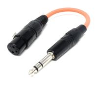 DRUT XLR 3-Pin Female to 6.35mm Stereo TRS Jack Adapter Cable, 20cm Audio Lead for Professional Audio Equipment, Orange