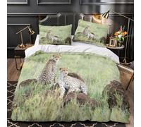DRVASMXCP Cheetahs in Savanna Duvet Cover 3D Print Super Soft 3 Piece Bed Set Zipper Closure Comforter Cover Durable Anti-allergic for Kids Adults Women Teens Youth Teenagers Single（135x200cm）