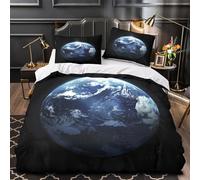 DRVASMXCP Earth from Space Quilt Cover 3D Design Printed Easy Care 3-Piece Bedding Set Zipper Cosmic View Comforter Cover Hotel Quality Washable for Teens Adults Women Kids Girls Boys King（220x240cm）