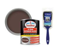 DRW Chestnut Brown 10 Year Gloss Multi Surface Paint 750ml +2" Brush| Interior and Exterior Wood Metal and PVC Paint | High Shine Durable Gloss Finish
