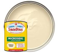 DRW Cornish Cream Microseal Smooth Masonry Paint 5L | Exterior Wall Paint for Brick Render Concrete and Stone | Long Lasting Weather Protection | Smooth Matt Masonry Finish for Exterior Walls