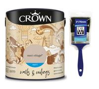 DRW East Village Emulsion Paint 2.5L+3" Paint Brush | Interior Wall and Ceiling Paint | Smooth Flat Matt Finish | Durable Everyday Room Paint for Living Room Bedroom Hallway and Dining Room