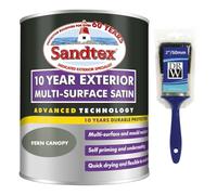 DRW Fern Canopy 10 Year Satin Multi Surface Paint 750ml +2" Brush| Interior and Exterior Wood Metal and PVC Paint | High Shine Durable Satin Finish