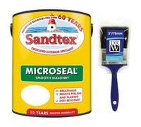 DRW Gallery Grey Microseal Smooth Masonry Paint 5L+3" Brush | Exterior Wall Paint for Brick Render Concrete and Stone | Long Lasting Weather Protection | Smooth Matt Masonry Finish for Exterior Walls