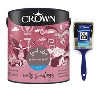 DRW Grape Escape Matt Emulsion Paint 2.5L+3" Paint Brush | Interior Wall and Ceiling Paint | Smooth Flat Matt Finish | Durable Everyday Room Paint for Living Room Bedroom Hallway and Dining Room