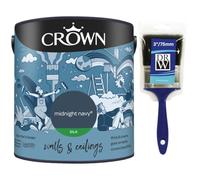 DRW Midnight Navy Silk Emulsion Paint 2.5L +3" Paint Brush| Interior Wall and Ceiling Paint | Smooth Flat Matt Finish | Durable Everyday Room Paint for Living Room Bedroom Hallway and Dining Room
