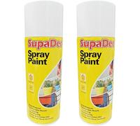 DRW SupaDec Spray Paint Gloss White 400ml (Pack of 2) | Fast Drying Multi-Surface Paint for Metal, Wood, Plastic & More | Durable High Gloss Finish for Indoor & Outdoor Use